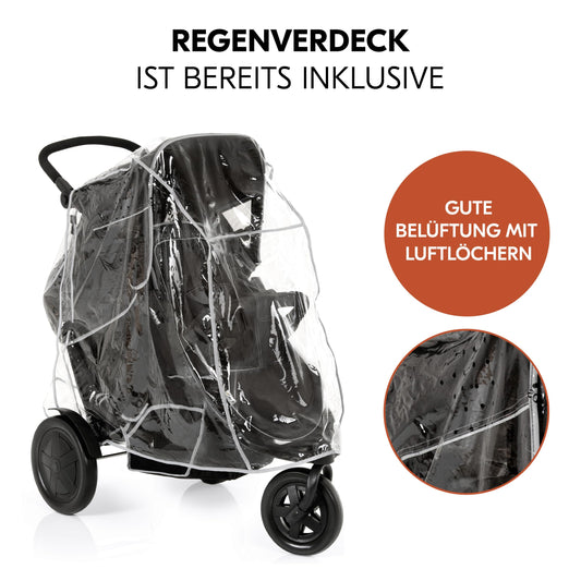 hauck Freerider Geschwisterbuggy 2x15 kg, Schwarz