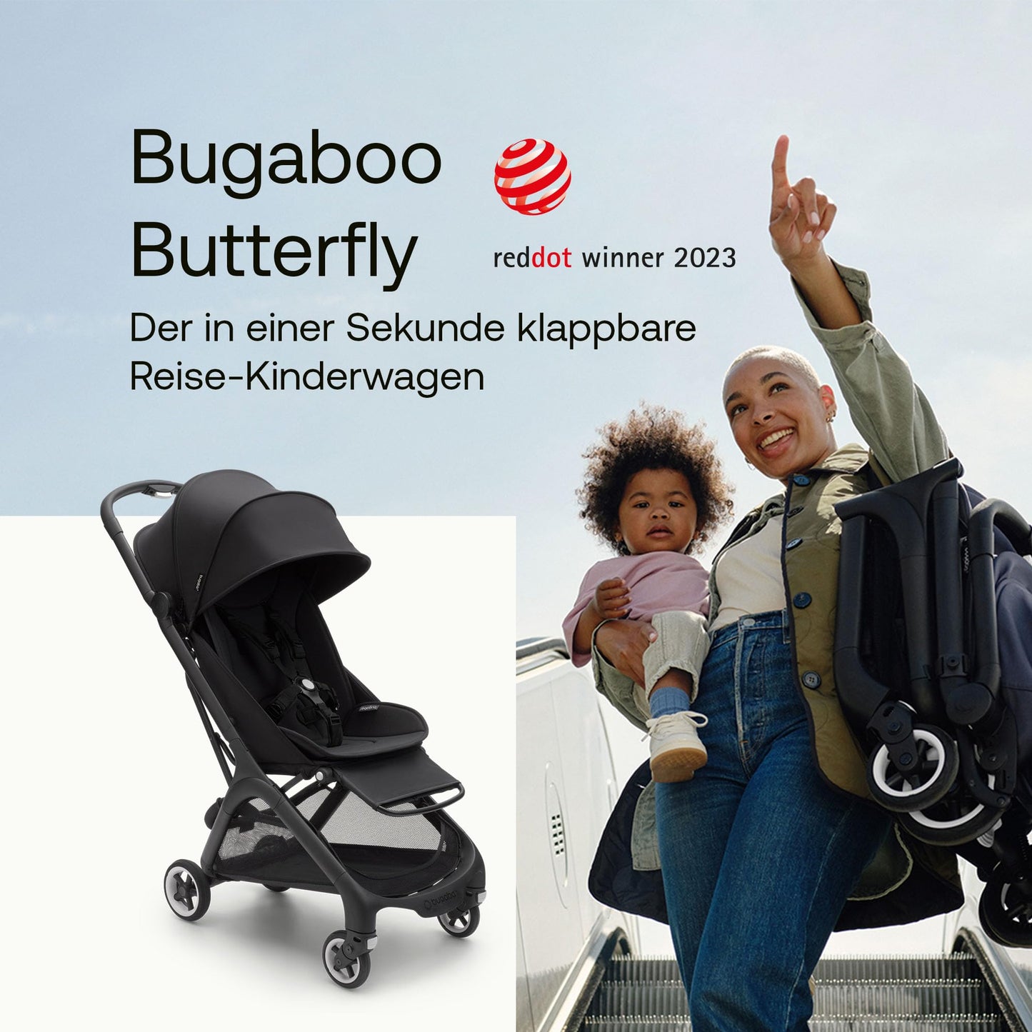 Bugaboo Butterfly Reisebuggy, kompakt, Schwarz